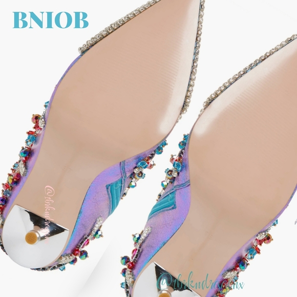 Azalea Wang Iridescent Art Deco Crystal Beaded Dress Stiletto Booties - Picture 6 of 17